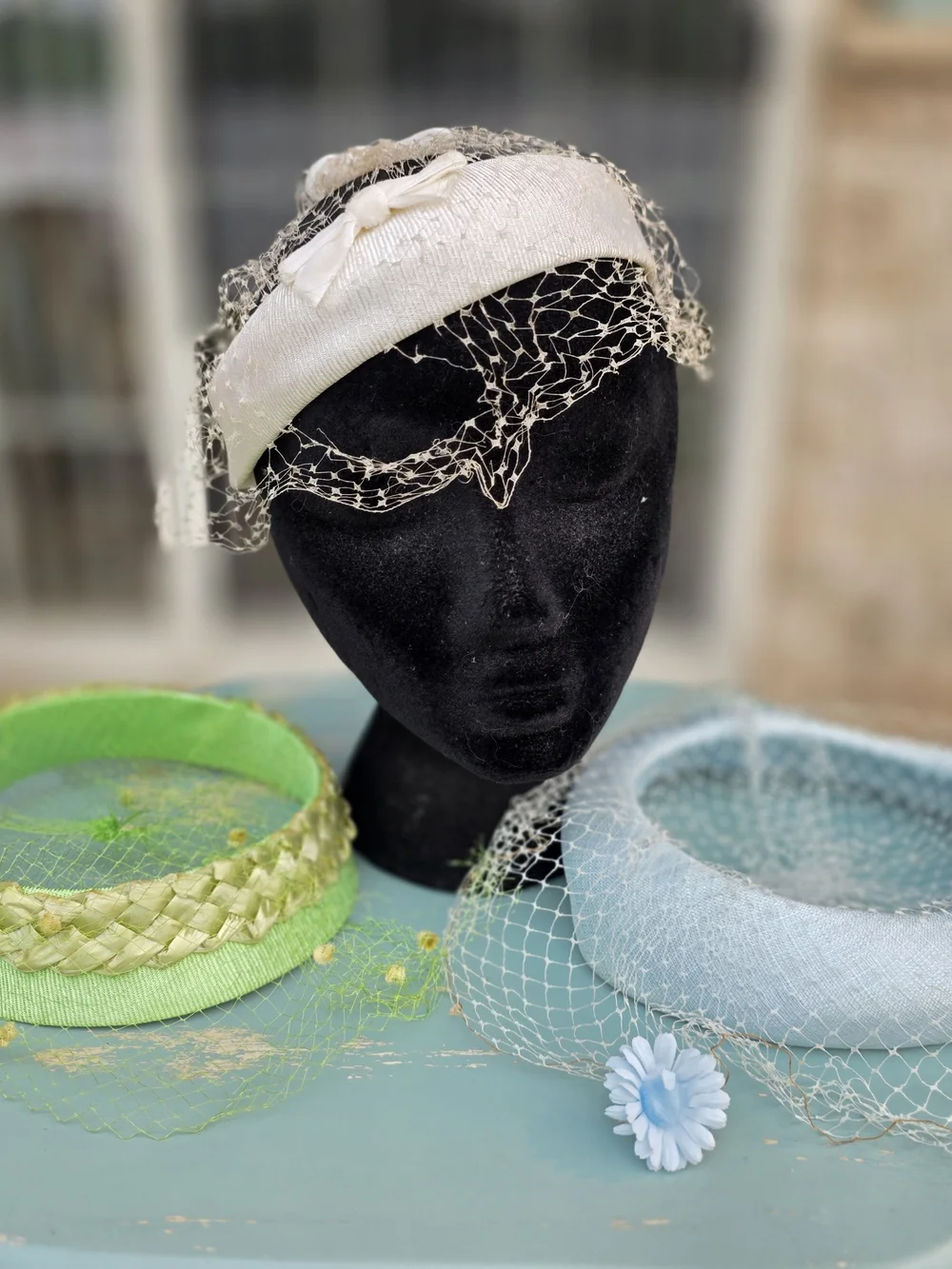 Vintage 1950s Halo Hat Lot of 3 Birdcage Veil Fascinators